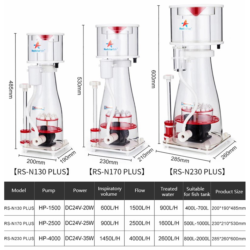 Protein Skimmer Reef - 110-240V Red Starfish Aquarium Protein Skimmer