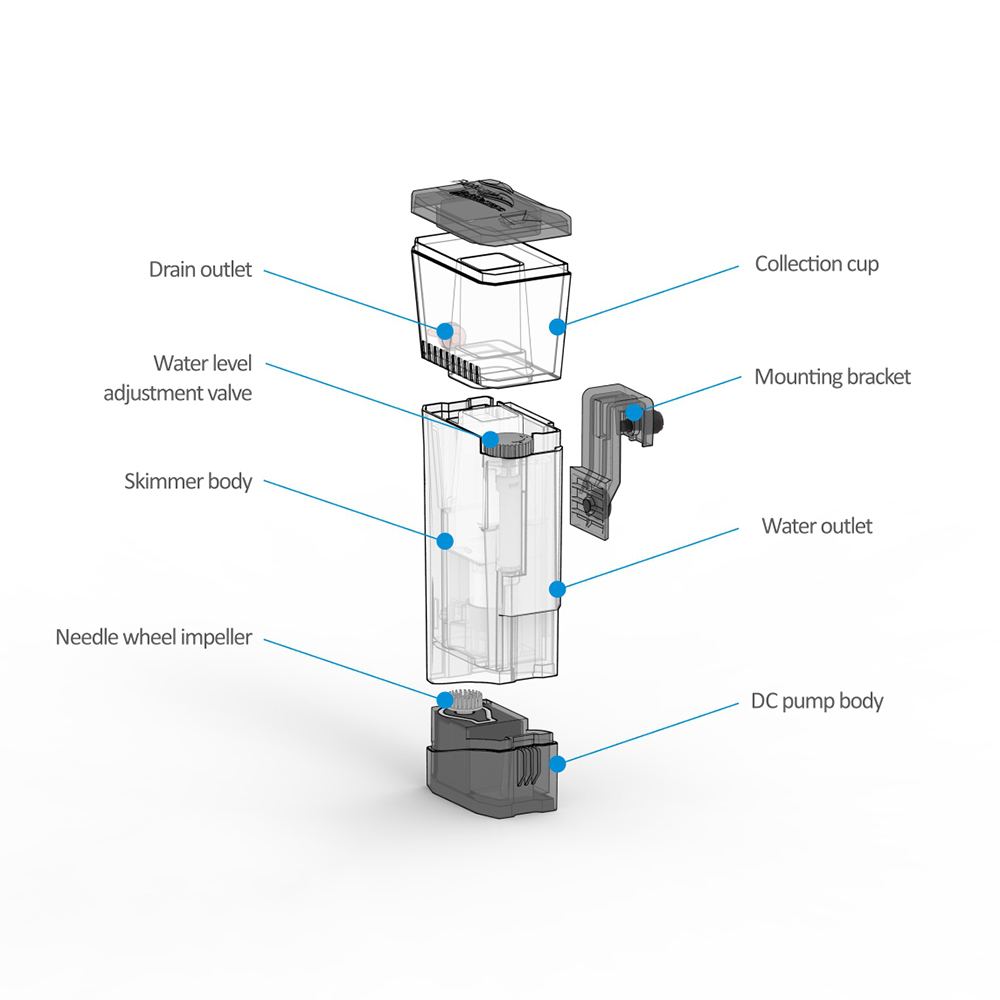 Internal Nano Skimmer Mini Q 1 - đánh giá và giá Protein Skimmer Reef