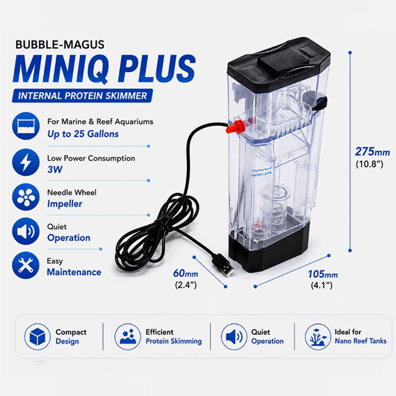 Bubble Magus MiniQ Plus Nano R - đánh giá và giá Protein Skimmer Reef